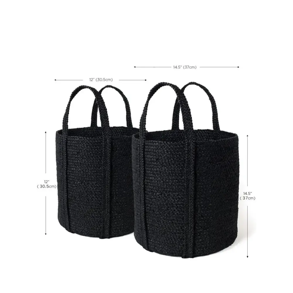 Kata Baskets with Braided Texture in Black for Stylish Home Décor