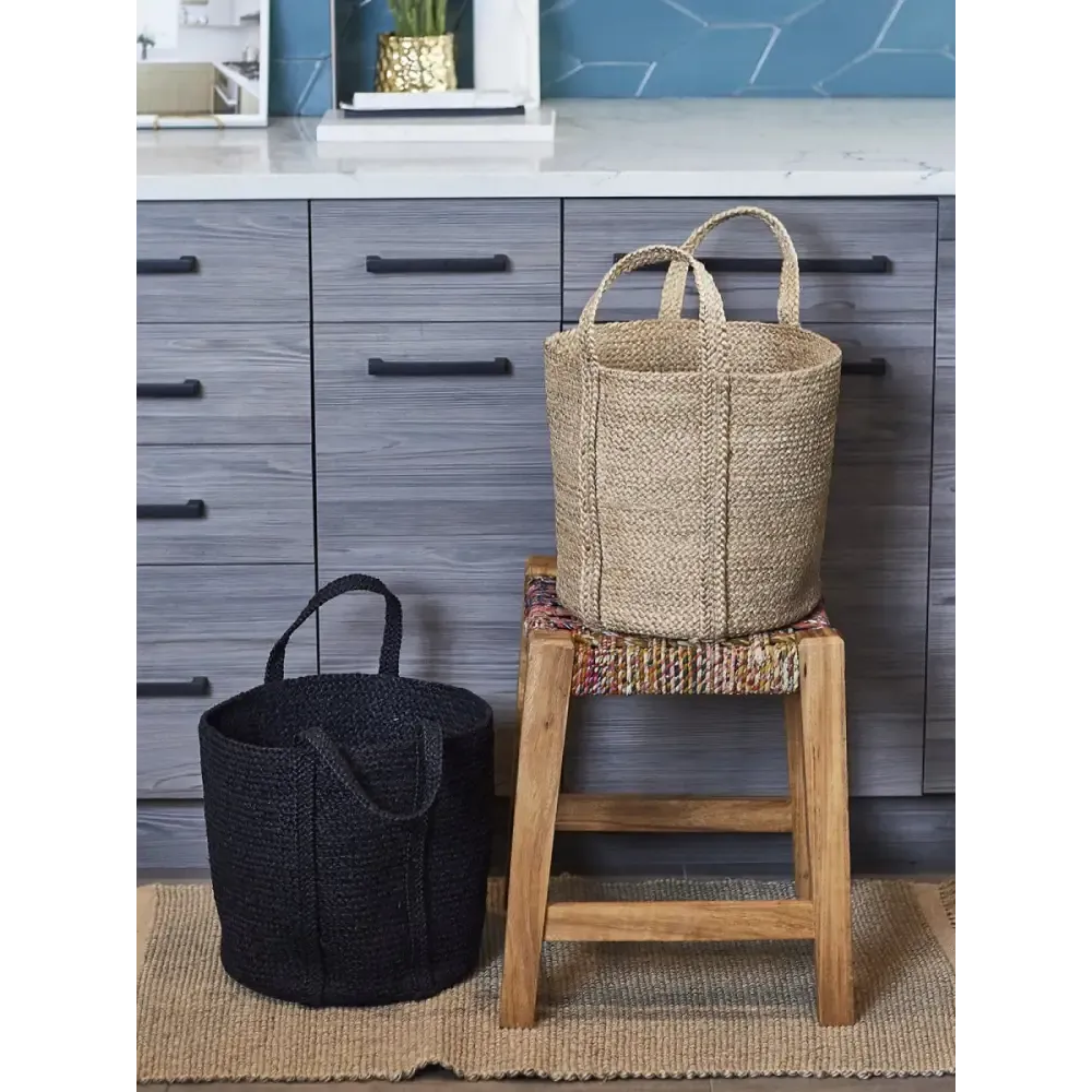 Kata Baskets with Braided Texture in Black for Stylish Home Décor