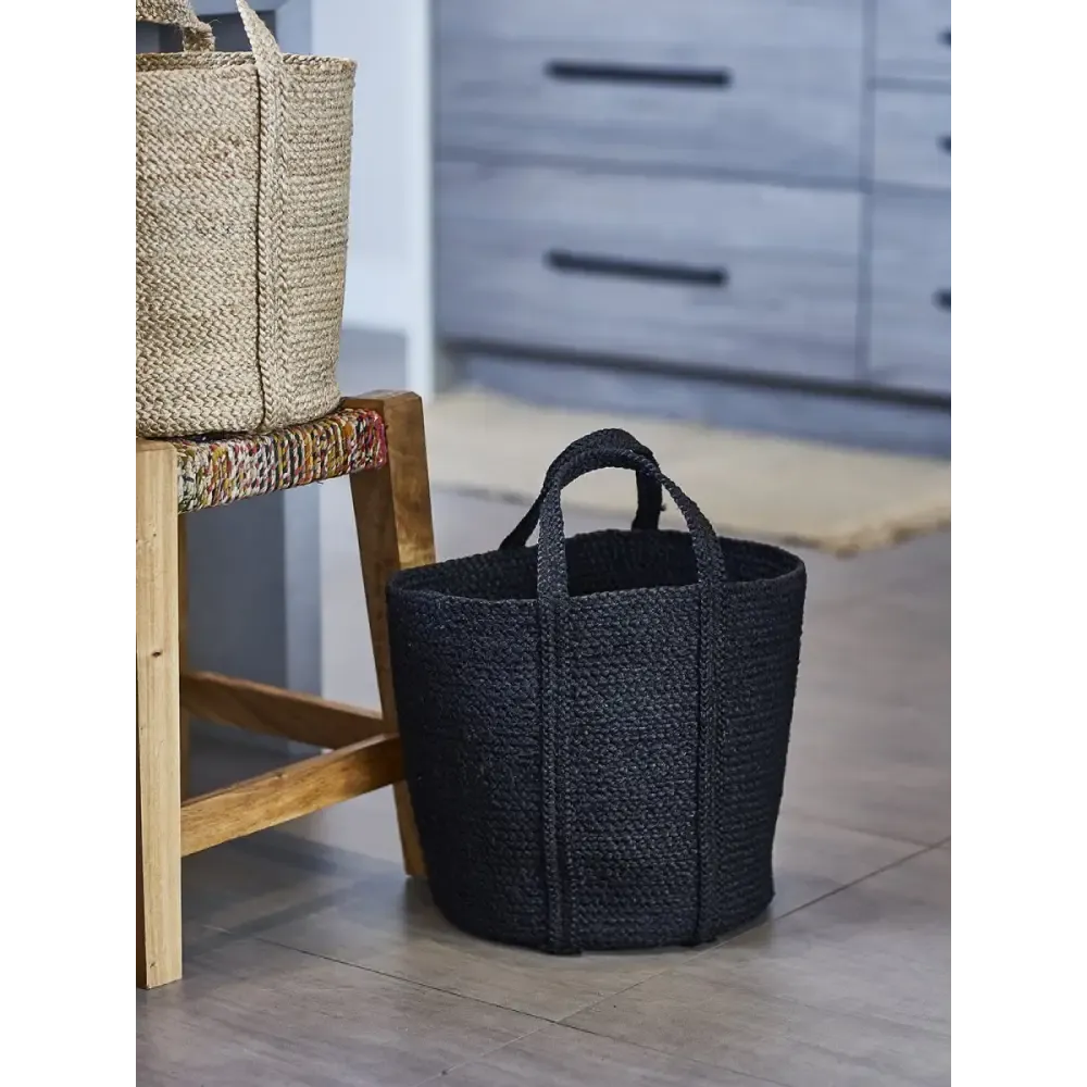 Kata Baskets with Braided Texture in Black for Stylish Home Décor