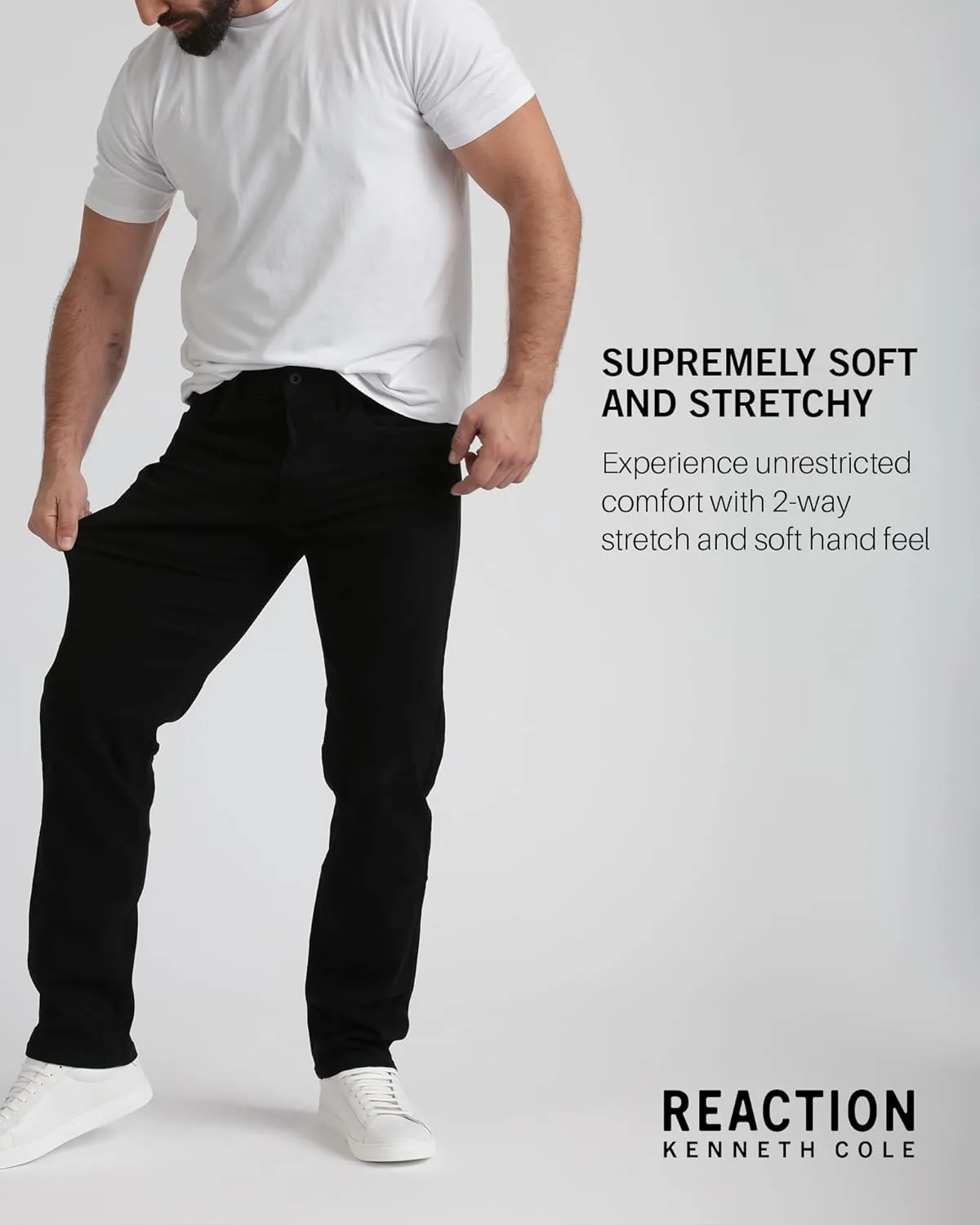 Kenneth Cole REACTION Athletic Fit Jeans for Men - Soft and Flexible Stretch Jeans - Men's Jeans Roomier Fit