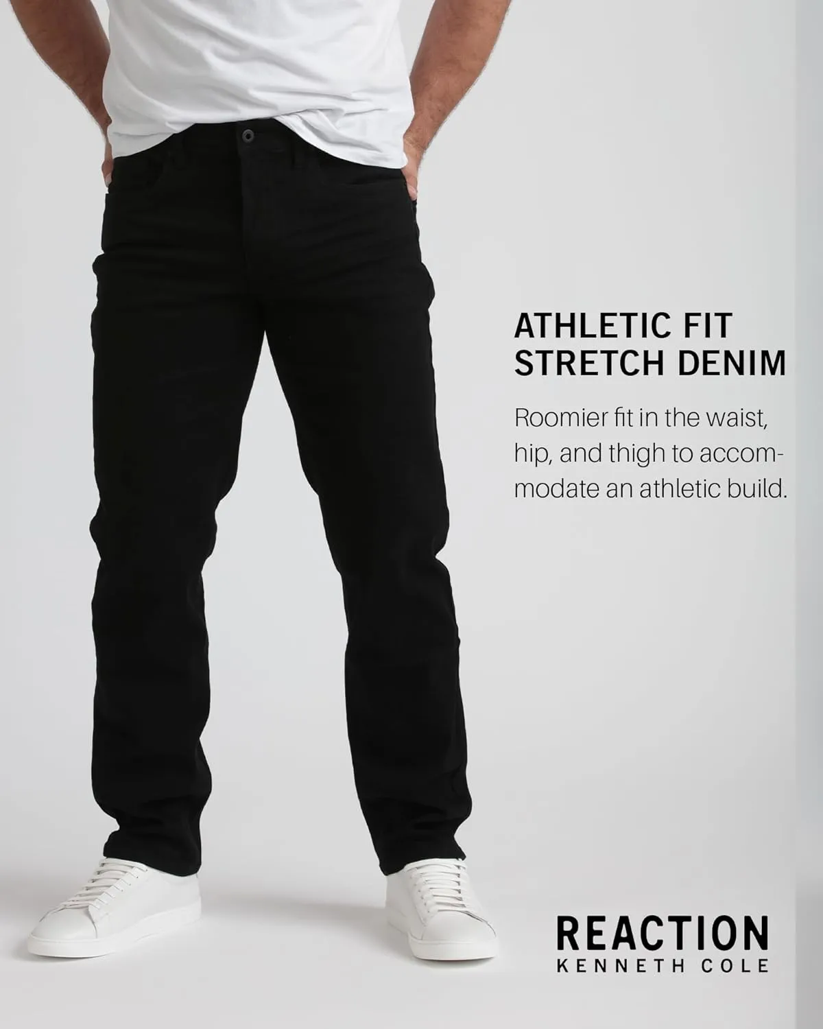 Kenneth Cole REACTION Athletic Fit Jeans for Men - Soft and Flexible Stretch Jeans - Men's Jeans Roomier Fit