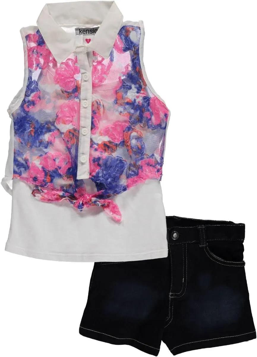kensie girls Girls' Fashion Top, Knit Top and Short Set (More Styles Available)