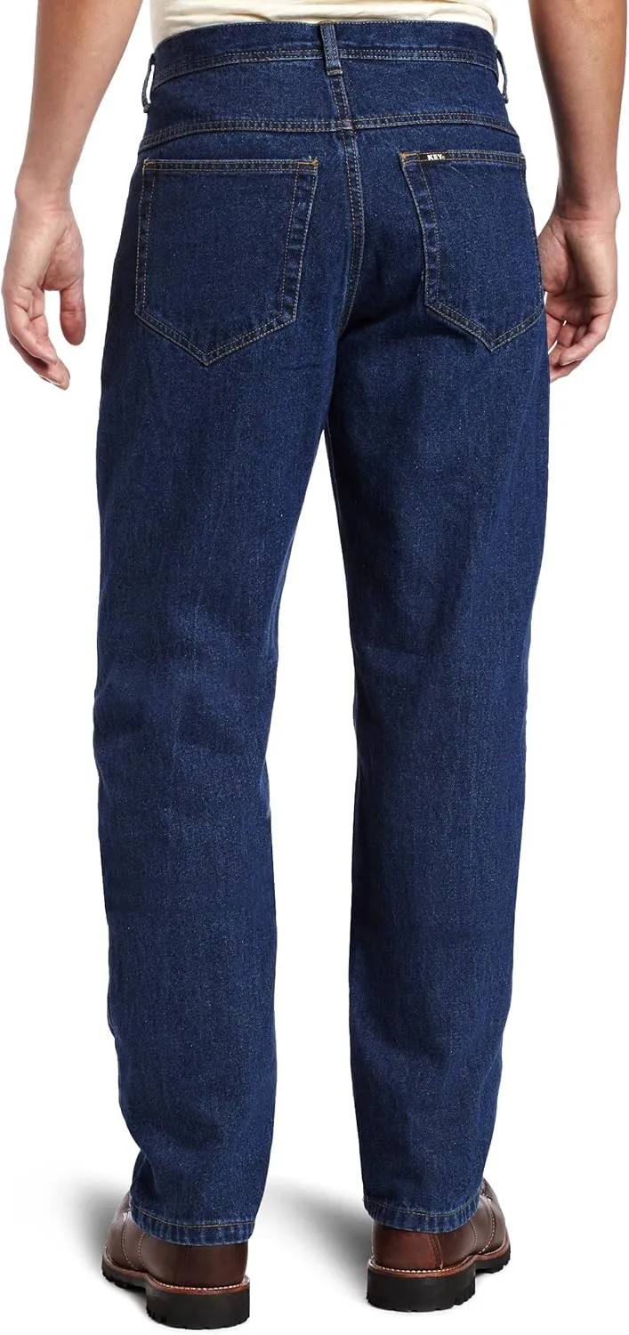 Key Industries Men's Heavy Duty Traditional fit Garment Washed Indigo Denim Jean Big/Tall