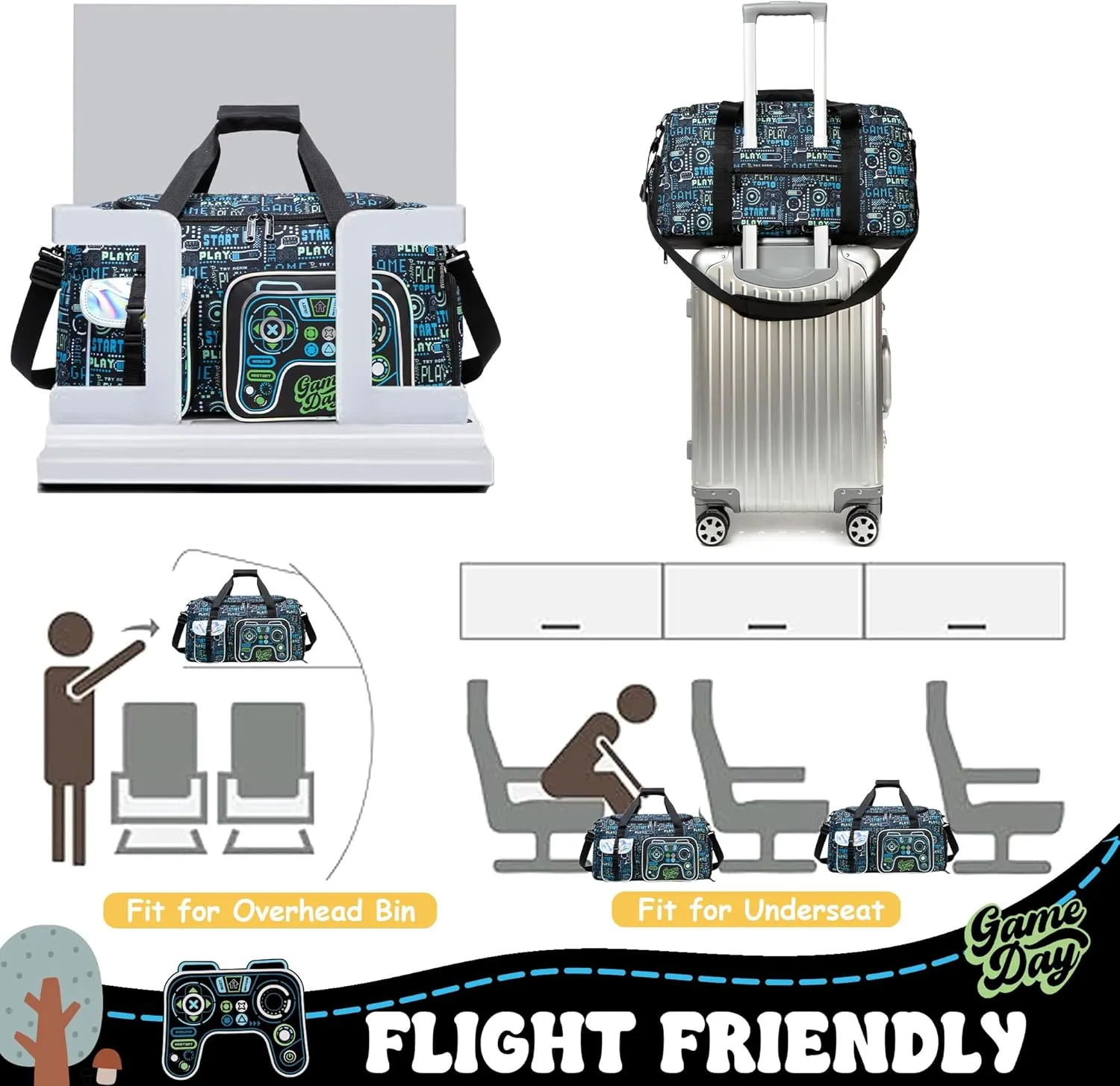 Kids Duffle Bag for Boys Sleepover Bag Travel Bag for Boys,Gym Bag Sports Duffel Bag With Shoe Compartment