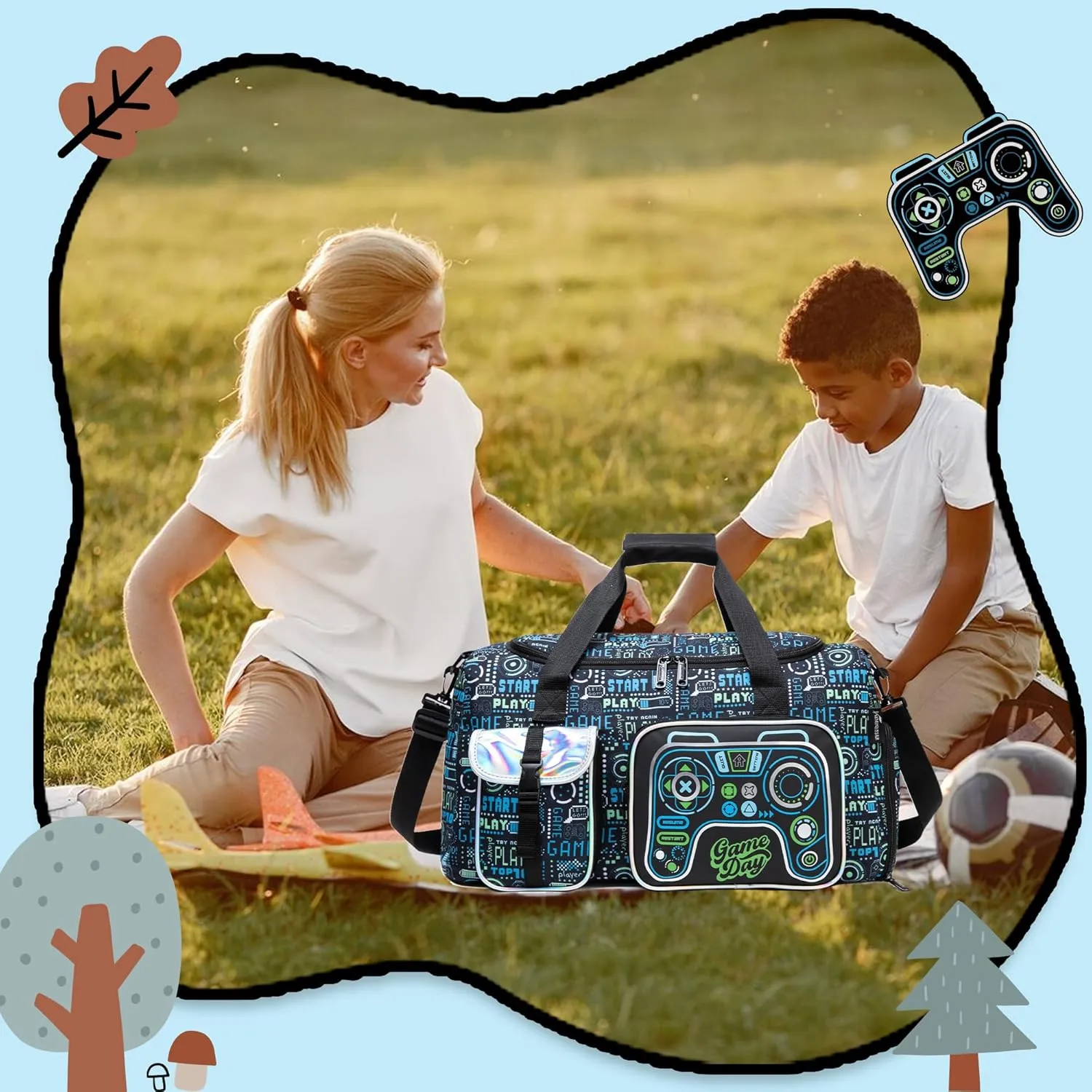 Kids Duffle Bag for Boys Sleepover Bag Travel Bag for Boys,Gym Bag Sports Duffel Bag With Shoe Compartment