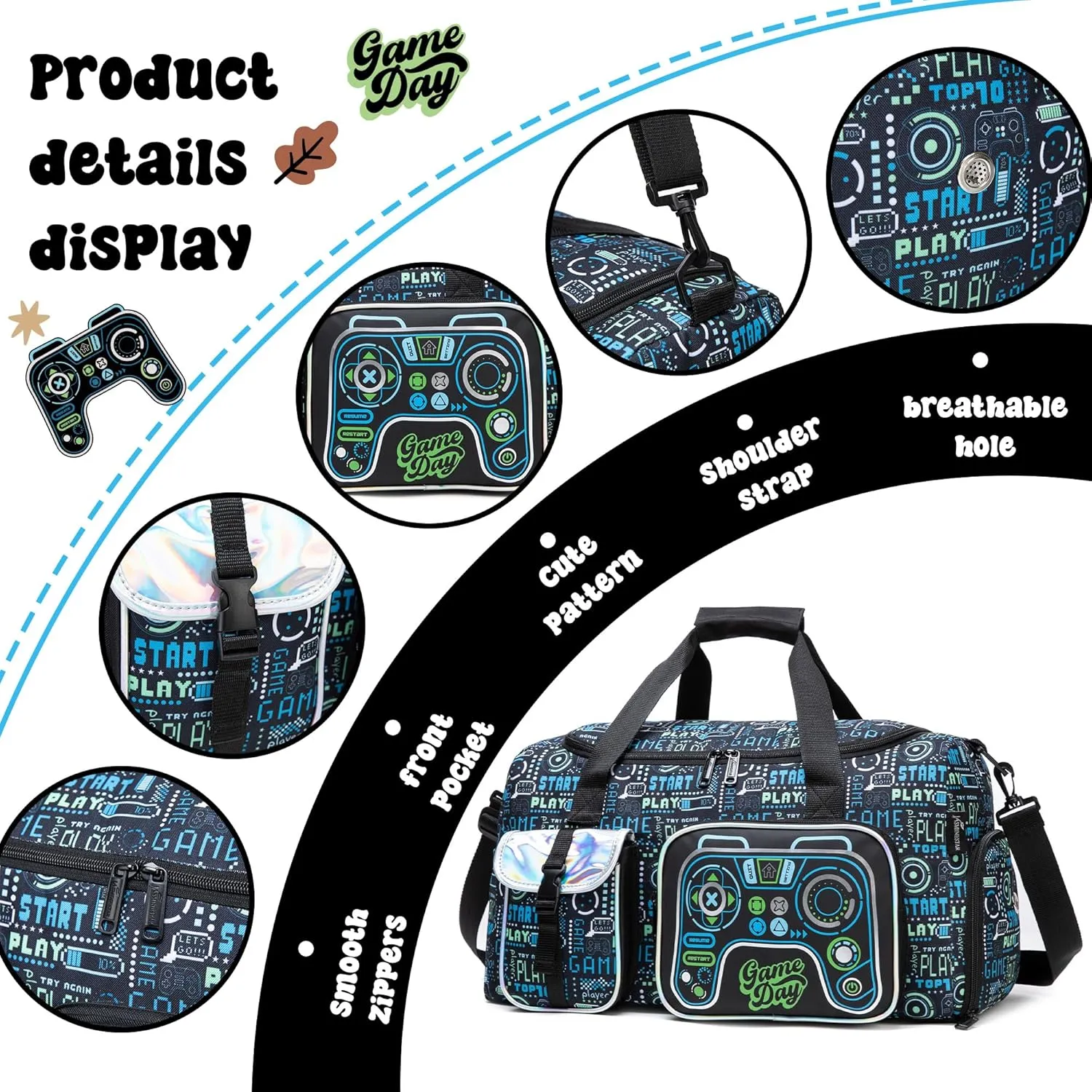 Kids Duffle Bag for Boys Sleepover Bag Travel Bag for Boys,Gym Bag Sports Duffel Bag With Shoe Compartment