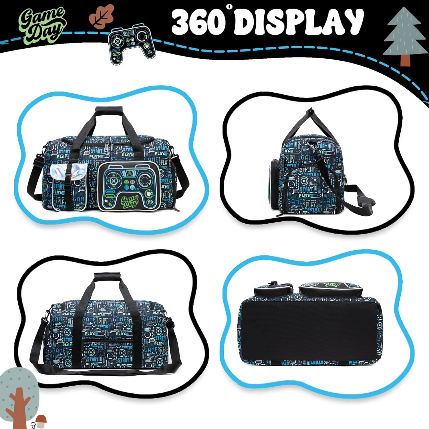 Kids Duffle Bag for Boys Sleepover Bag Travel Bag for Boys,Gym Bag Sports Duffel Bag With Shoe Compartment