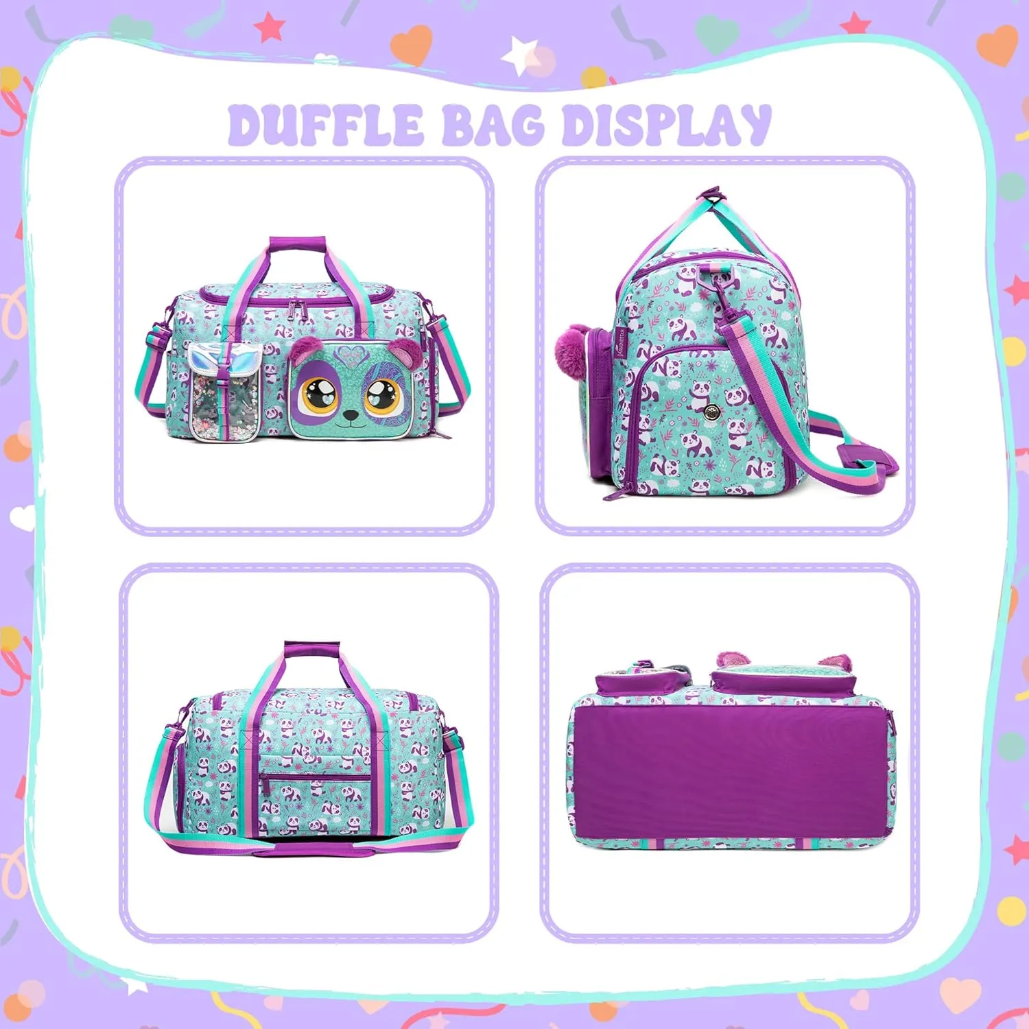 Kids Duffle Bag Girls Travel Bag for Kids Overnight Bag for Girls Dance Bag for Girls Weekender Bag Gym Bag with Shoe Compartment