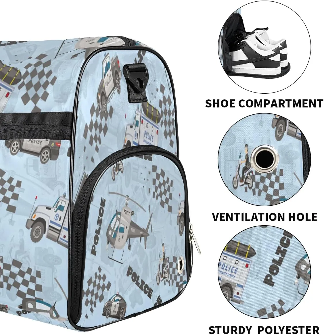 Kids Overnighter Duffel Bags for Boys Girls, Cartoon Fire Truck Airplane Carry-On Size Sports Gym Bag with Shoe Compartments for School Practice or Overnight Travel Weekender Sleepover Tote Bag