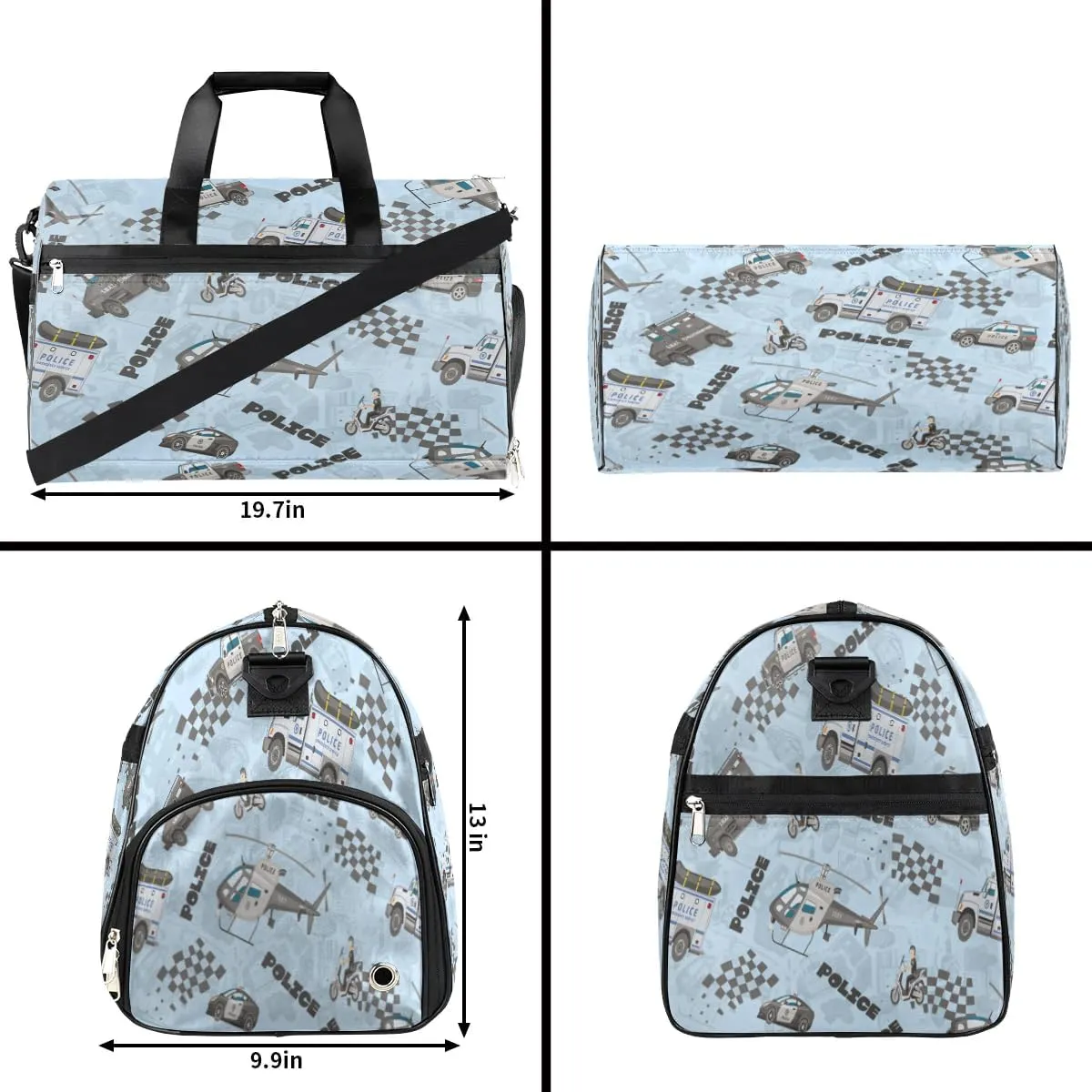 Kids Overnighter Duffel Bags for Boys Girls, Cartoon Fire Truck Airplane Carry-On Size Sports Gym Bag with Shoe Compartments for School Practice or Overnight Travel Weekender Sleepover Tote Bag