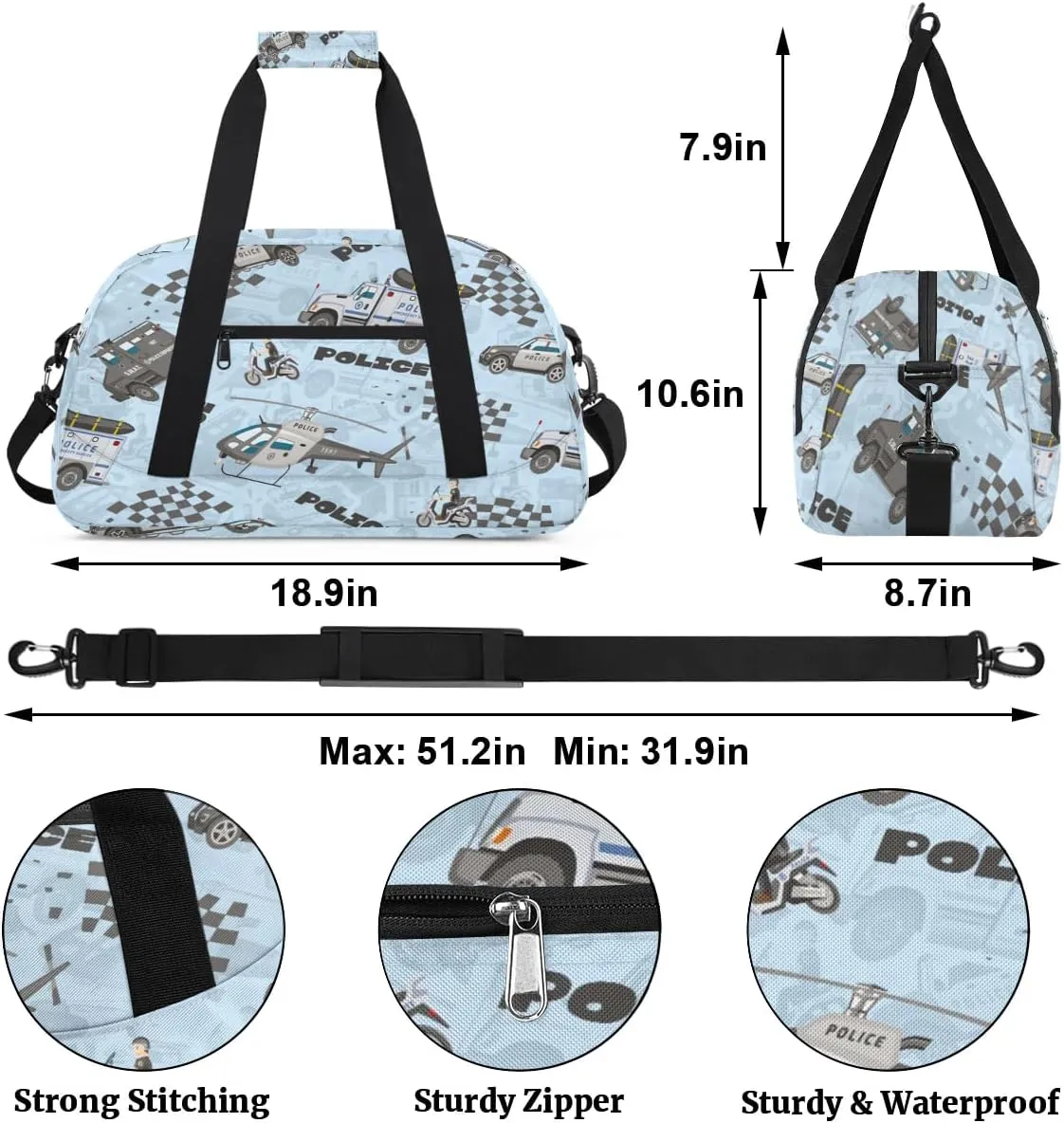 Kids Overnighter Duffel Bags for Girls Boys, Cartoon Fire Truck Airplane Carry-On Size Sports Gym Dance Bag for School Practice or Overnight Travel Weekender Sleepover Tote Bag