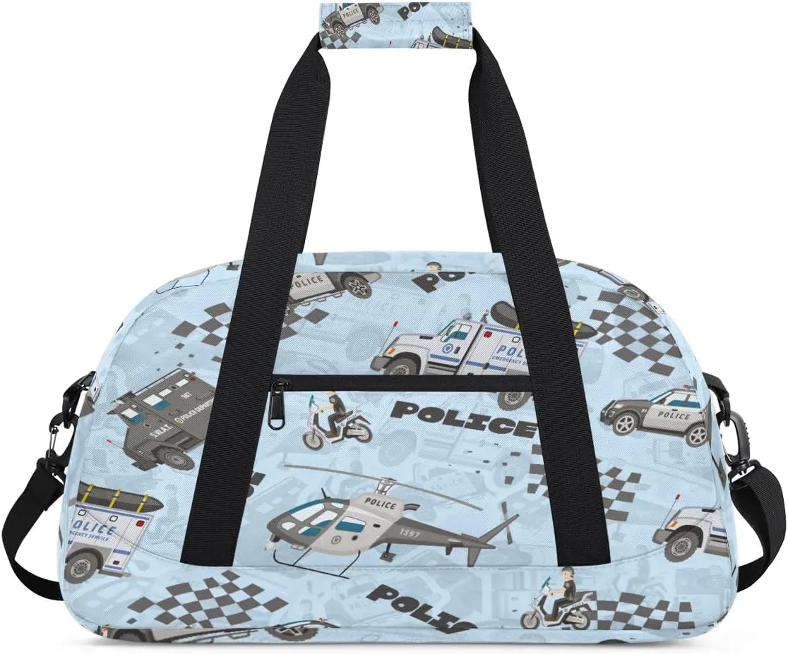 Kids Overnighter Duffel Bags for Girls Boys, Cartoon Fire Truck Airplane Carry-On Size Sports Gym Dance Bag for School Practice or Overnight Travel Weekender Sleepover Tote Bag