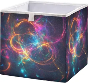 Kigai Magic Nebula Cube Storage Basket 11x11 inch Collapsible Fabric Storage Box Closet Organizer Decorative Cube Storage Bin for Nursery Bedroom Office Home
