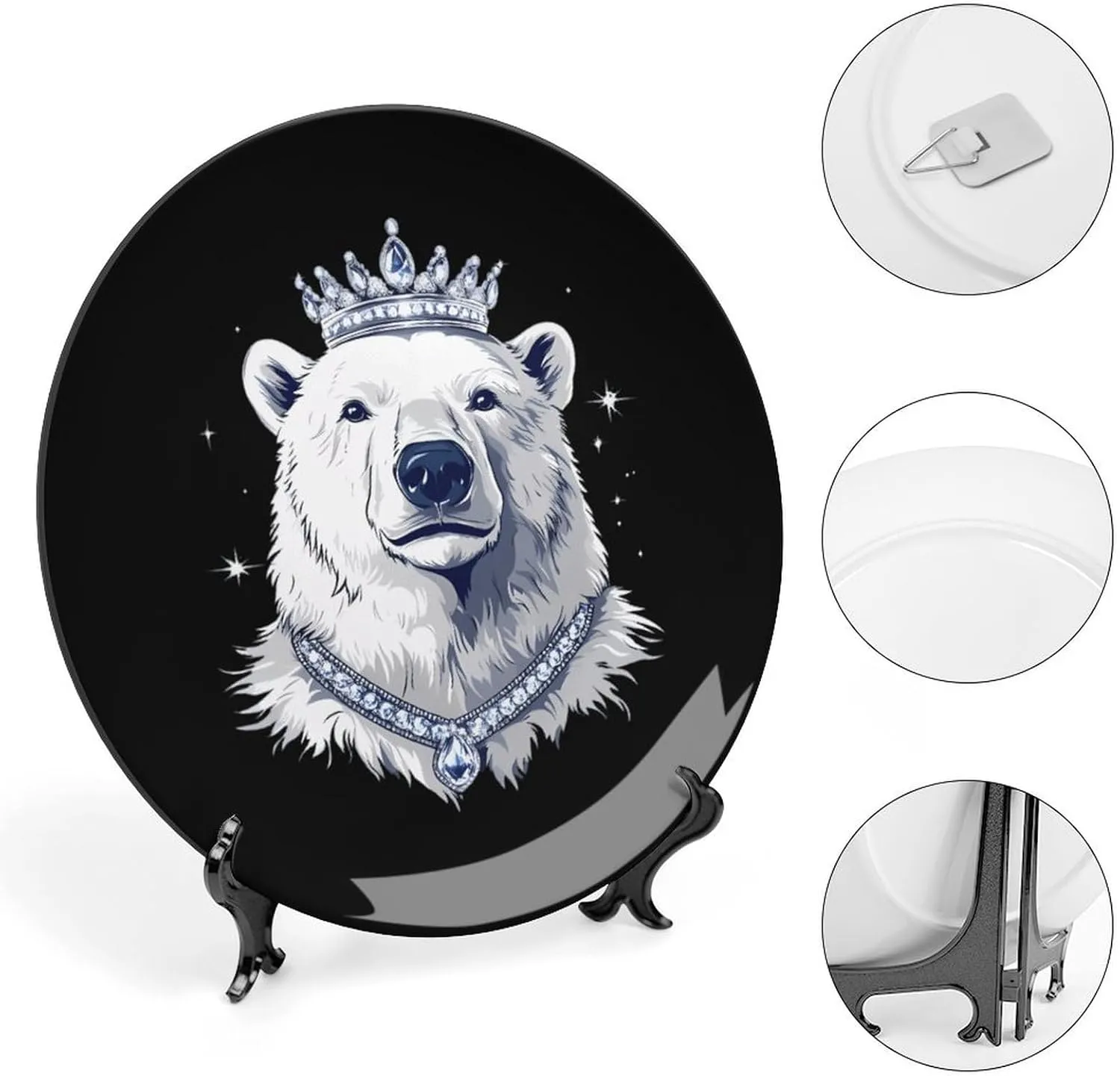 King Of Arctic Bear Decorative Plates Bone China Display Plates Commemorative Art Crafts for Home Office 10inch