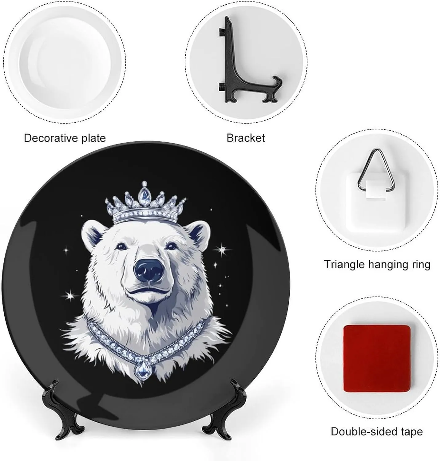 King Of Arctic Bear Decorative Plates Bone China Display Plates Commemorative Art Crafts for Home Office 10inch