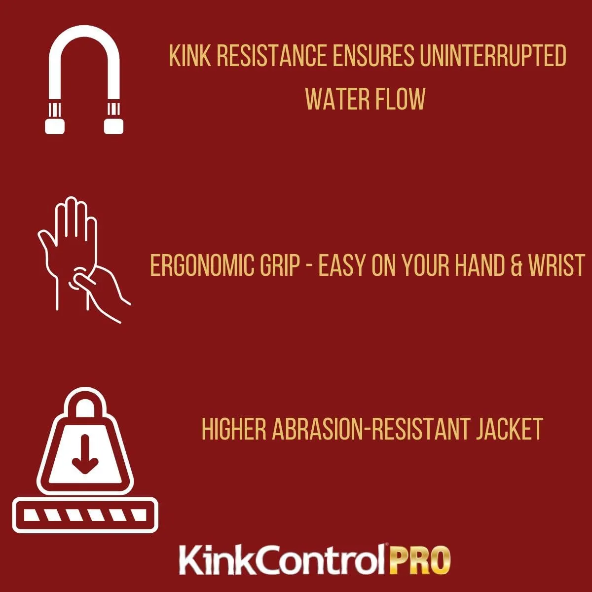 Kink Control Pro Garden Hose, Water Hosewith Superior UV Resistance, Ergonomic Grip, High Burst Strength, Triple Frame Technology for Kink Resistance, 50 Ft