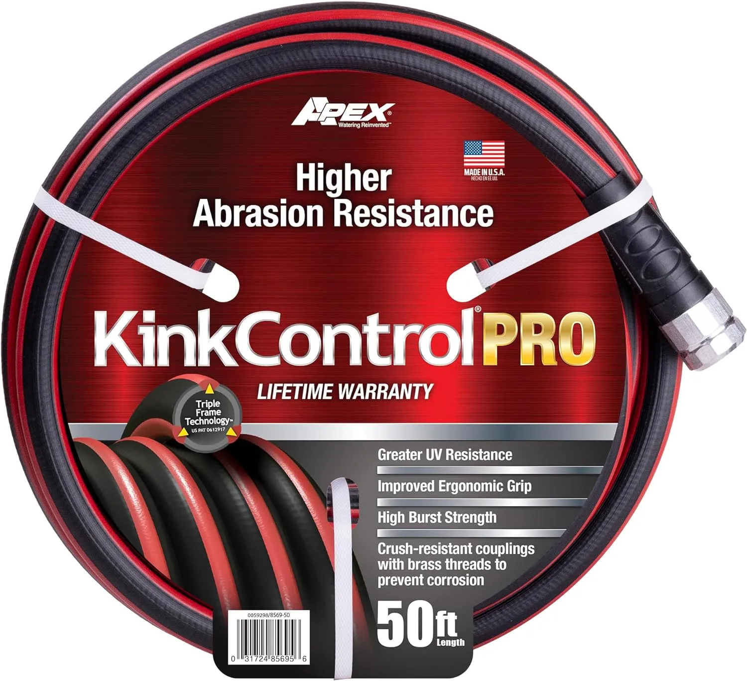 Kink Control Pro Garden Hose, Water Hosewith Superior UV Resistance, Ergonomic Grip, High Burst Strength, Triple Frame Technology for Kink Resistance, 50 Ft
