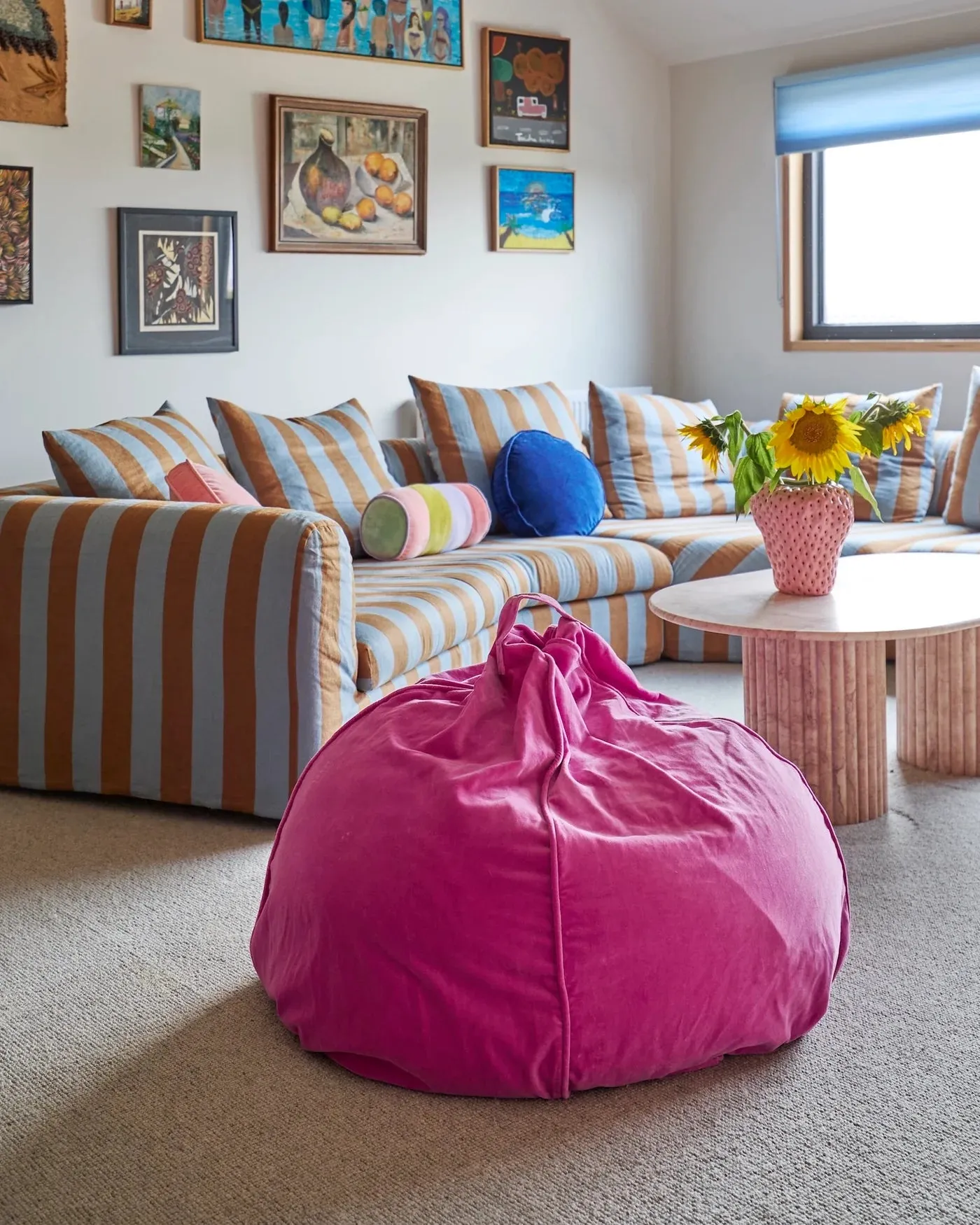 Kip & Co Super Pink Velvet Beanbag