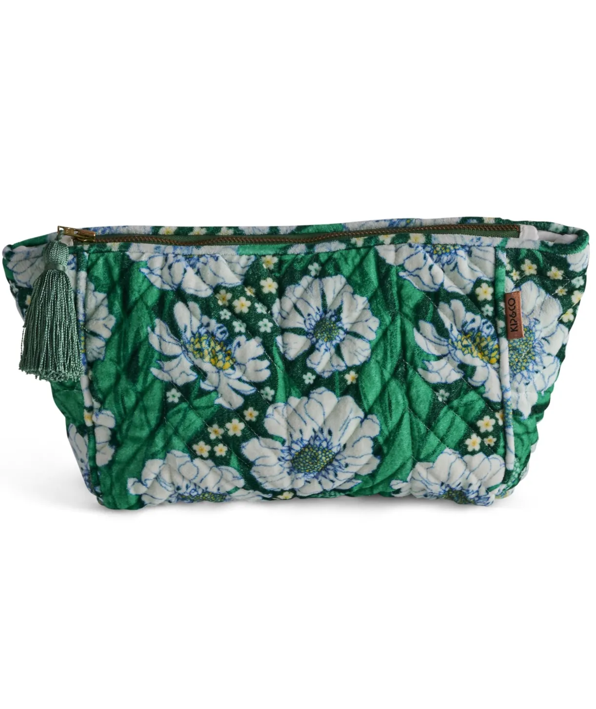 Kip & Co Tumbling Flowers Green Velvet Toiletry Bag