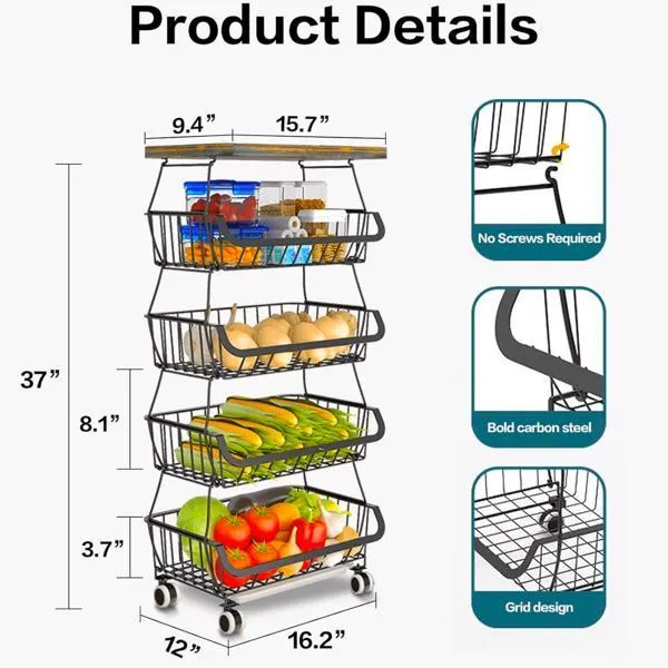 Kitchen Organizer And Storage For 5-layer Fruit Baskets, No Shipping On Weekends
