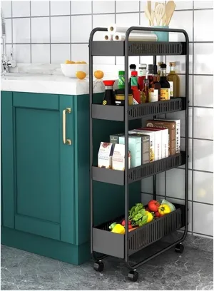 Kitchen Storage Cabinets Kitchen Crevice Shelf Floor-to-Ceiling Multi-Layer Ultra-Narrow Movable Trolley with Wheeled Refrigerator Gap Storage Rack Kitchen Shelves