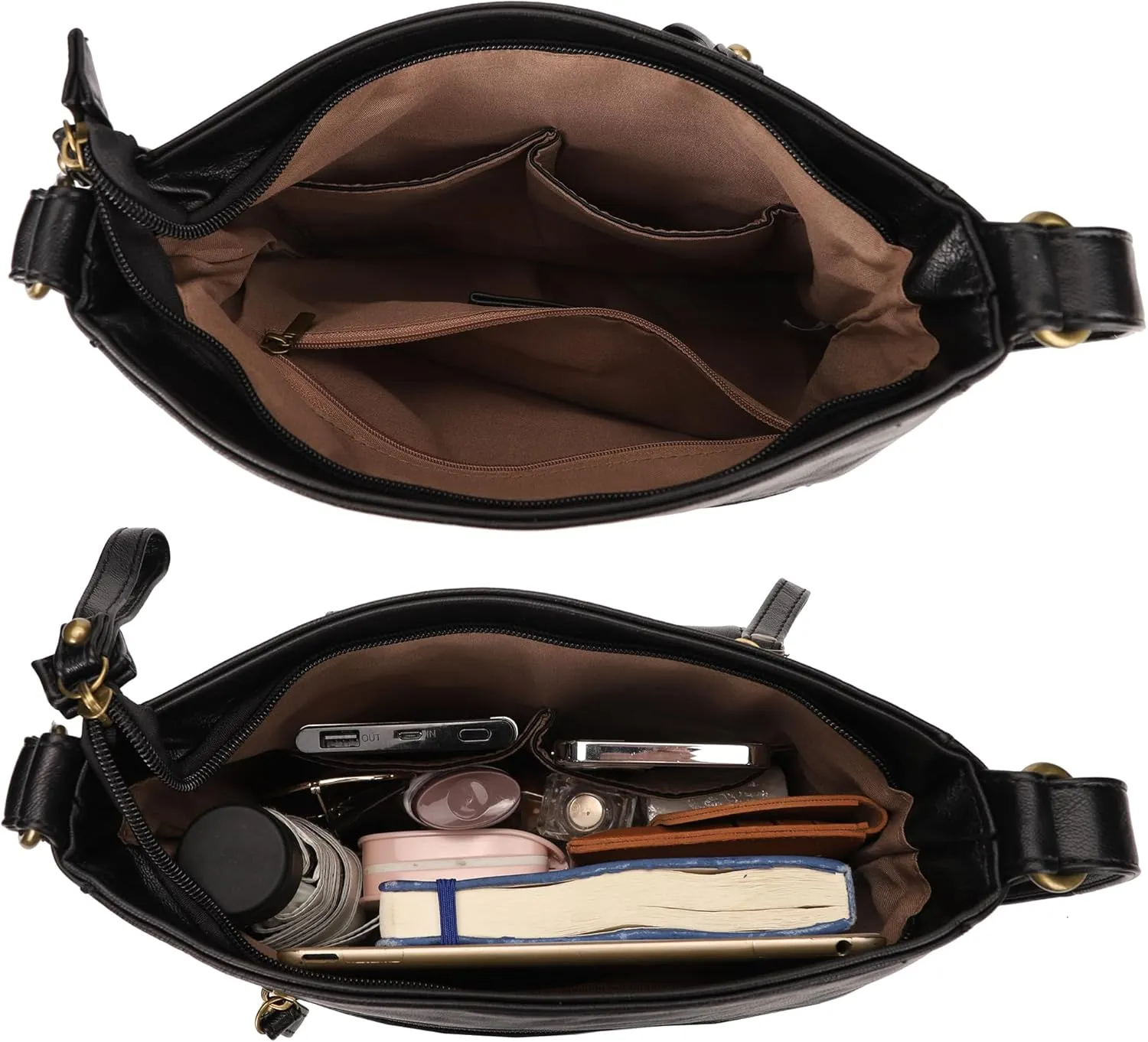 KL928 Crossbody Bags for Women, Multi Pocket Shoulder Bags, Medium PU Leather Cross Body Purses