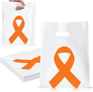 Kolldenn 50 Pcs Orange Ribbon Awareness Bags Leukemia Multiple Sclerosis Kidney Cancer Spinal Cancer Adhd Hunger Self Injury Awareness Merchandise Bags for Fundraiser Event Supplies