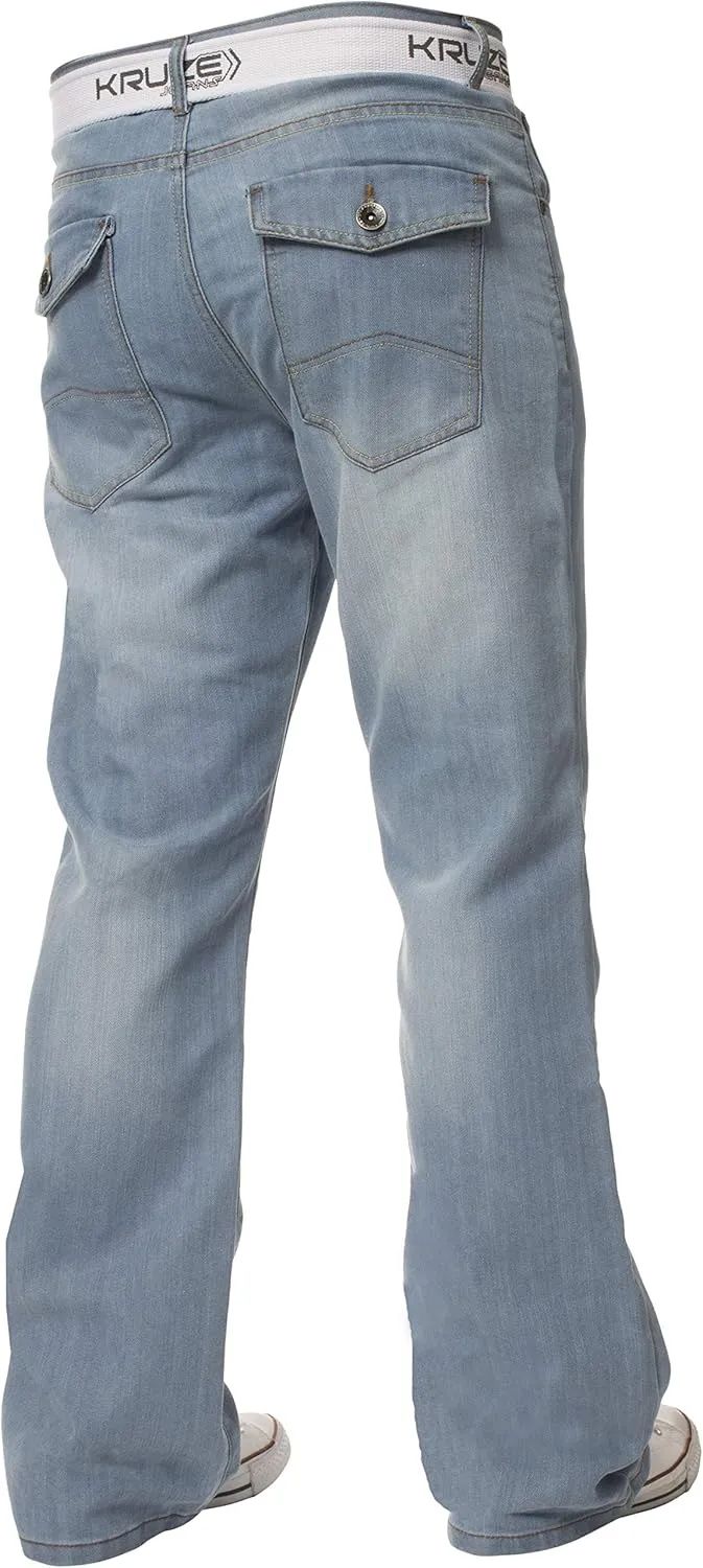 Kruze New Mens Bootcut Jeans Flare Wide Leg Denim Pants Big King All Waist Sizes