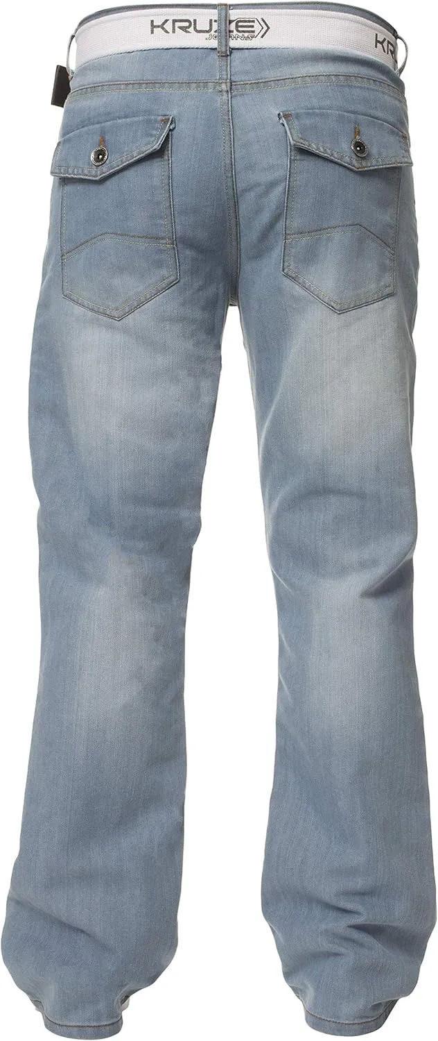 Kruze New Mens Bootcut Jeans Flare Wide Leg Denim Pants Big King All Waist Sizes