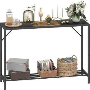 LAATOOREE Console Table, 41.7" Industrial Entryway Table with Shelf, Narrow Sofa Table for Hallway, Entrance Hall, Foyer, Corridor, Living Room - Wood Look Metal Frame