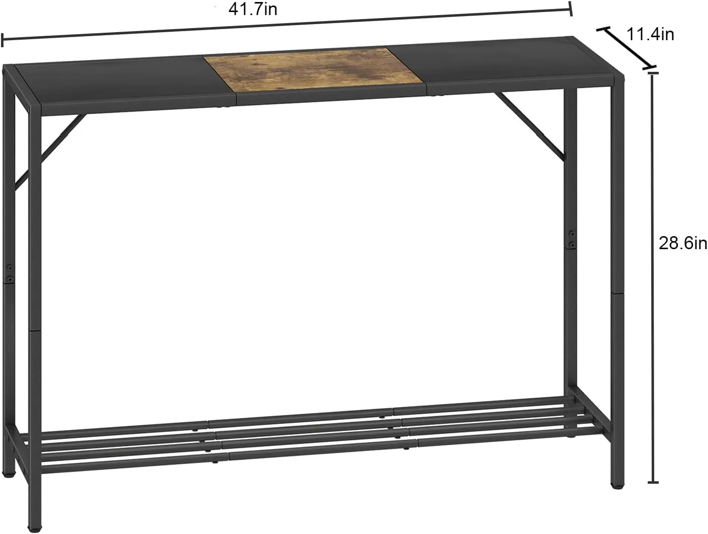 LAATOOREE Console Table, 41.7" Industrial Entryway Table with Shelf, Narrow Sofa Table for Hallway, Entrance Hall, Foyer, Corridor, Living Room - Wood Look Metal Frame
