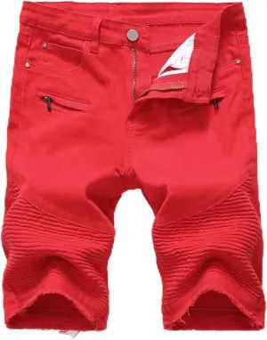 LAMKUKU Men’s Denim Shorts for Men Ripped Short Jeans Summer