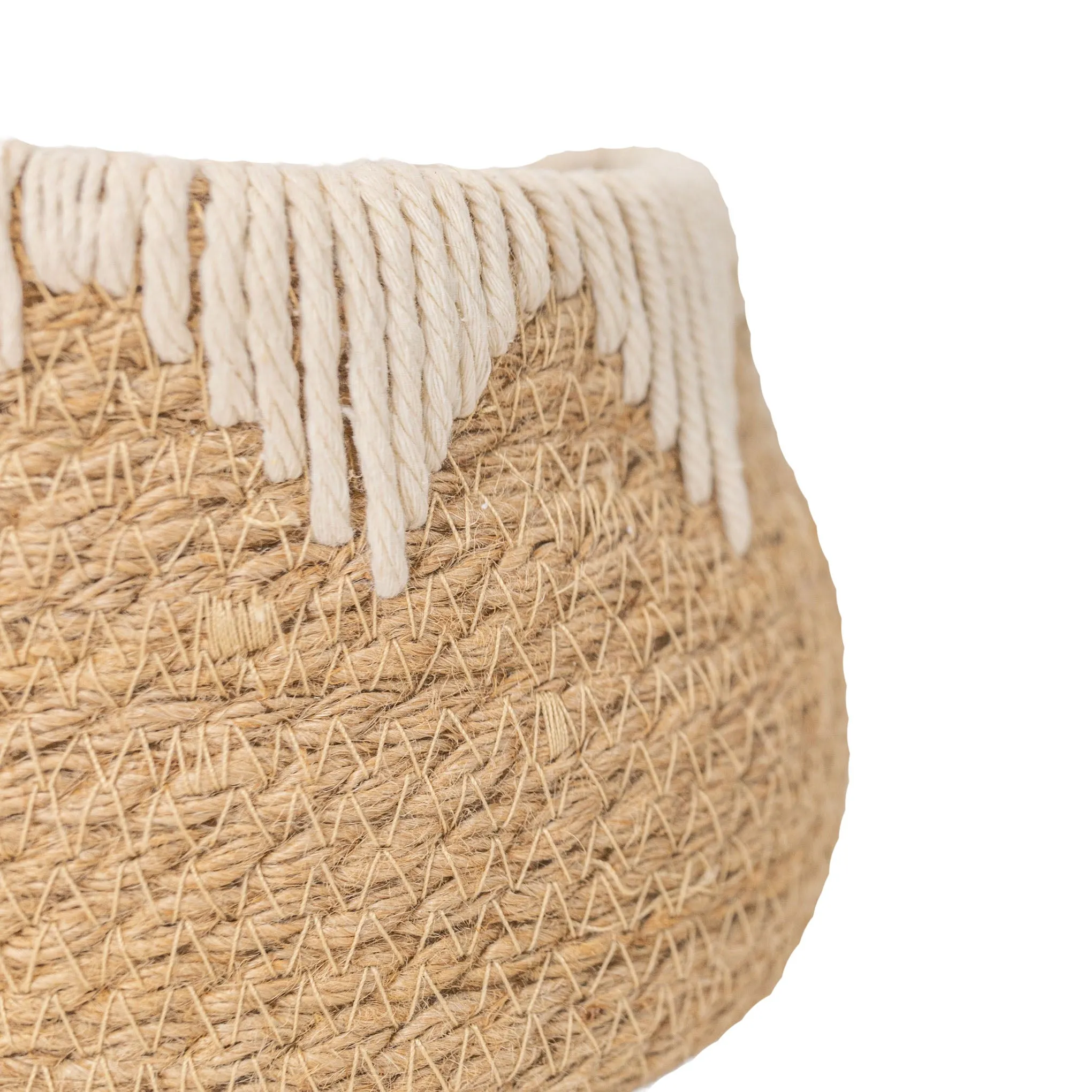 LANDON WOVEN TAPERED BASKET JUTE & WHITE COTTON ROPE (MIN 2)