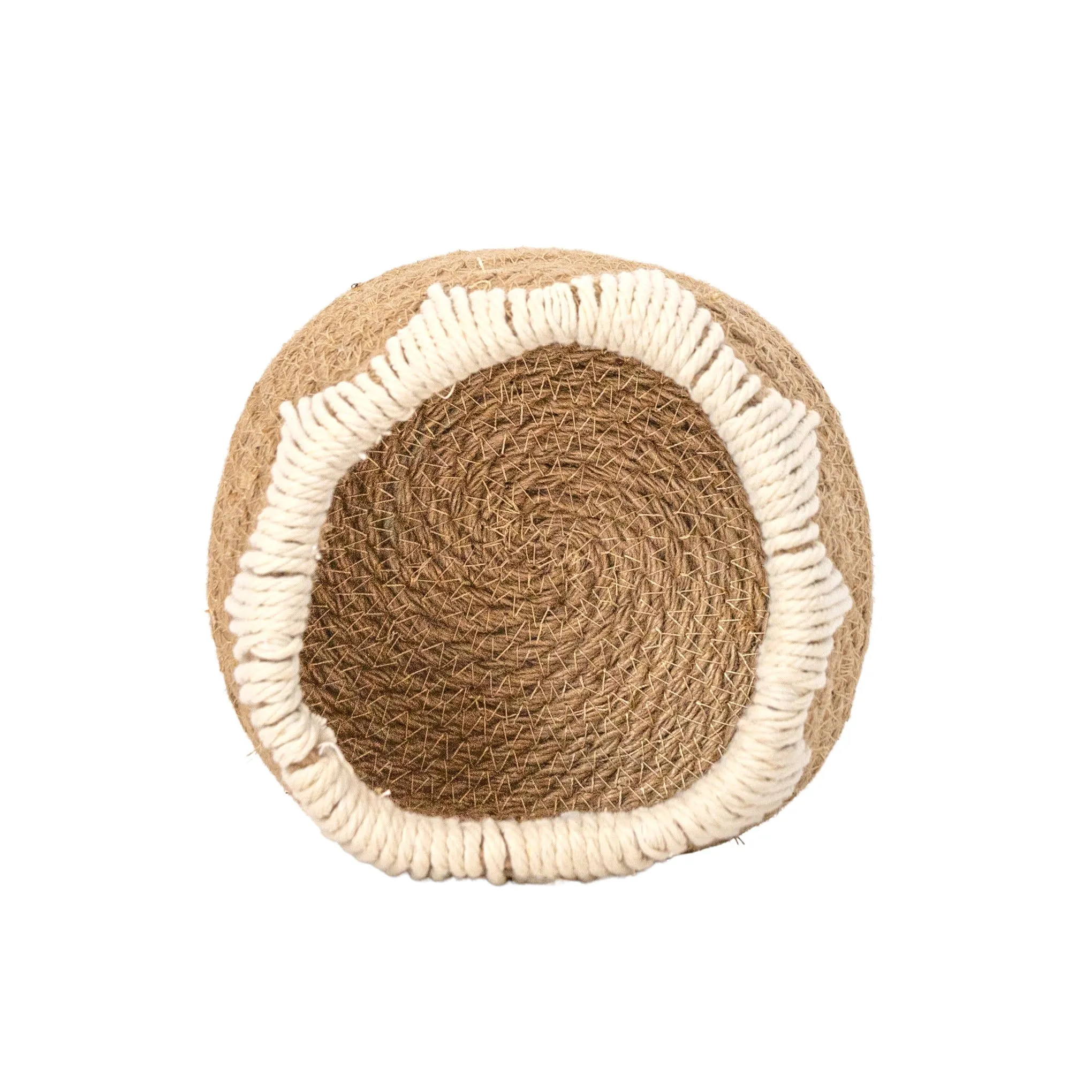 LANDON WOVEN TAPERED BASKET JUTE & WHITE COTTON ROPE (MIN 2)