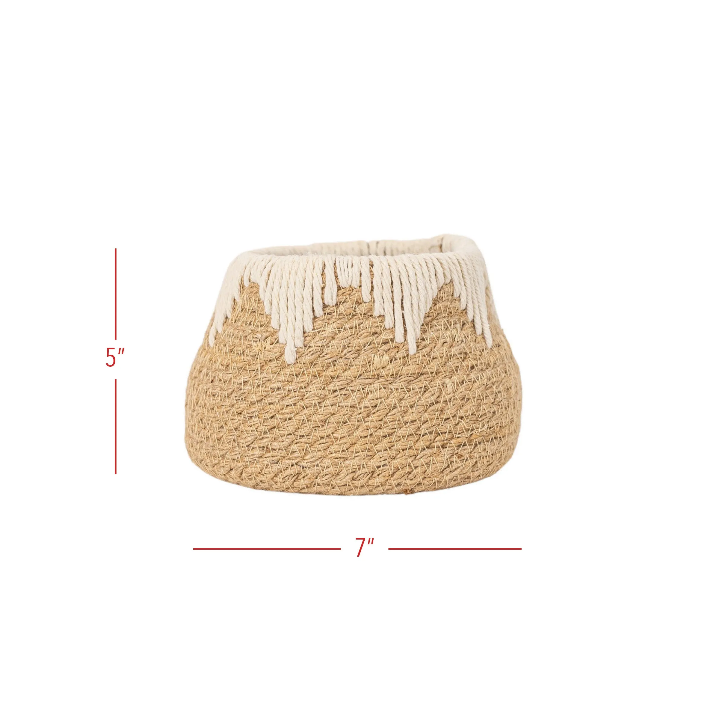 LANDON WOVEN TAPERED BASKET JUTE & WHITE COTTON ROPE (MIN 2)