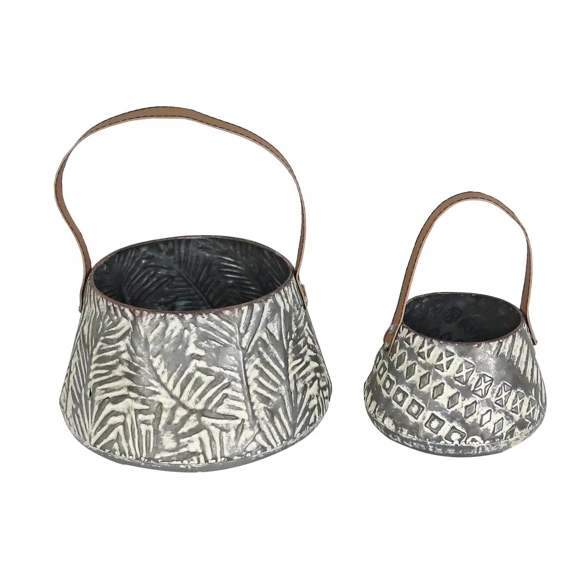 LANGFORD SET OF 2 RUSTIC GRAY STORAGE BASKETS FAUX LEATHER (MIN 2)