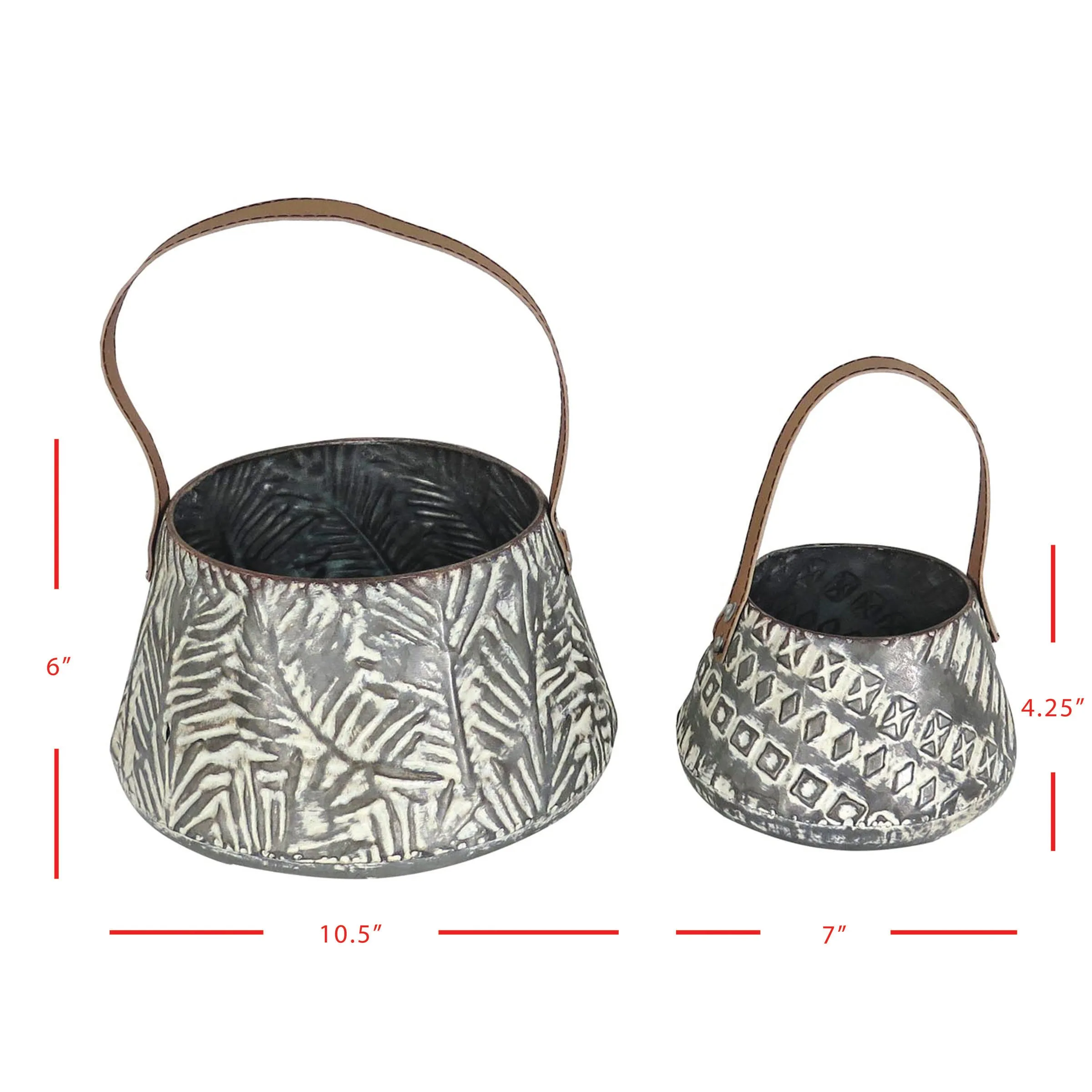 LANGFORD SET OF 2 RUSTIC GRAY STORAGE BASKETS FAUX LEATHER (MIN 2)