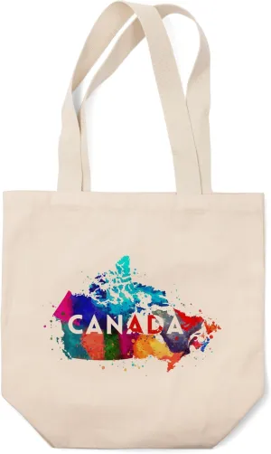 Lantern Press Canada, Watercolor Provinces (100% Cotton Canvas Reusable Tote Bag)