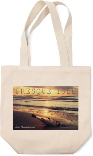 Lantern Press Erie, Pennsylvania, Presque Isle, Message in a Bottle, Photograph (100% Cotton Canvas Reusable Tote Bag)