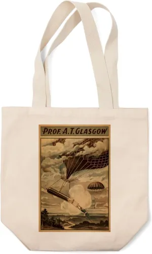 Lantern Press Glasgow Hot Air Balloon Circus, Vintage Theater Advertisement (100% Cotton Canvas Reusable Tote Bag)