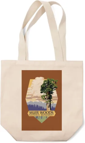 Lantern Press Muir Woods National Monument, California, Towering Redwood, (100% Cotton Canvas Reusable Tote Bag)