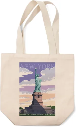 Lantern Press New York City, New York, Statue of Liberty National Monument (100% Cotton Canvas Reusable Tote Bag)