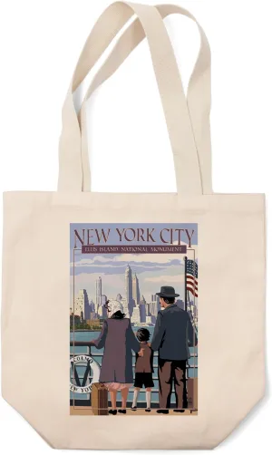 Lantern Press New York, Ellis Island National Monument (100% Cotton Canvas Reusable Tote Bag)