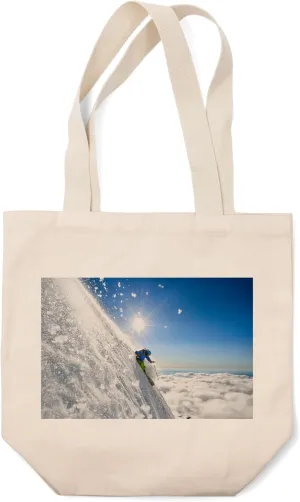 Lantern Press Steep Volcano Skiing (100% Cotton Canvas Reusable Tote Bag)