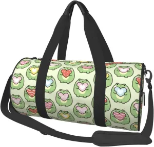 Large Duffle Bag for Travel - Cute Chubby Frog Gym Bag for Women Men, Foldable Travel Bags for Women Men with Zippered Multiple Pockets