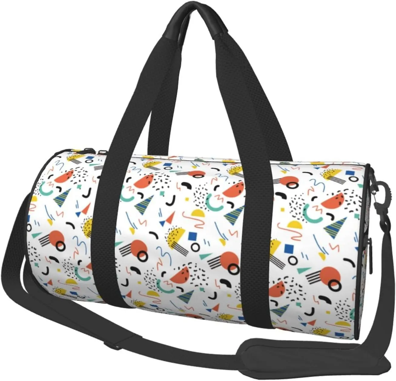 Large Duffle Bag for Travel - Geometric Retro Gym Bag for Women Men, Foldable Travel Bags for Women Men with Zippered Multiple Pockets