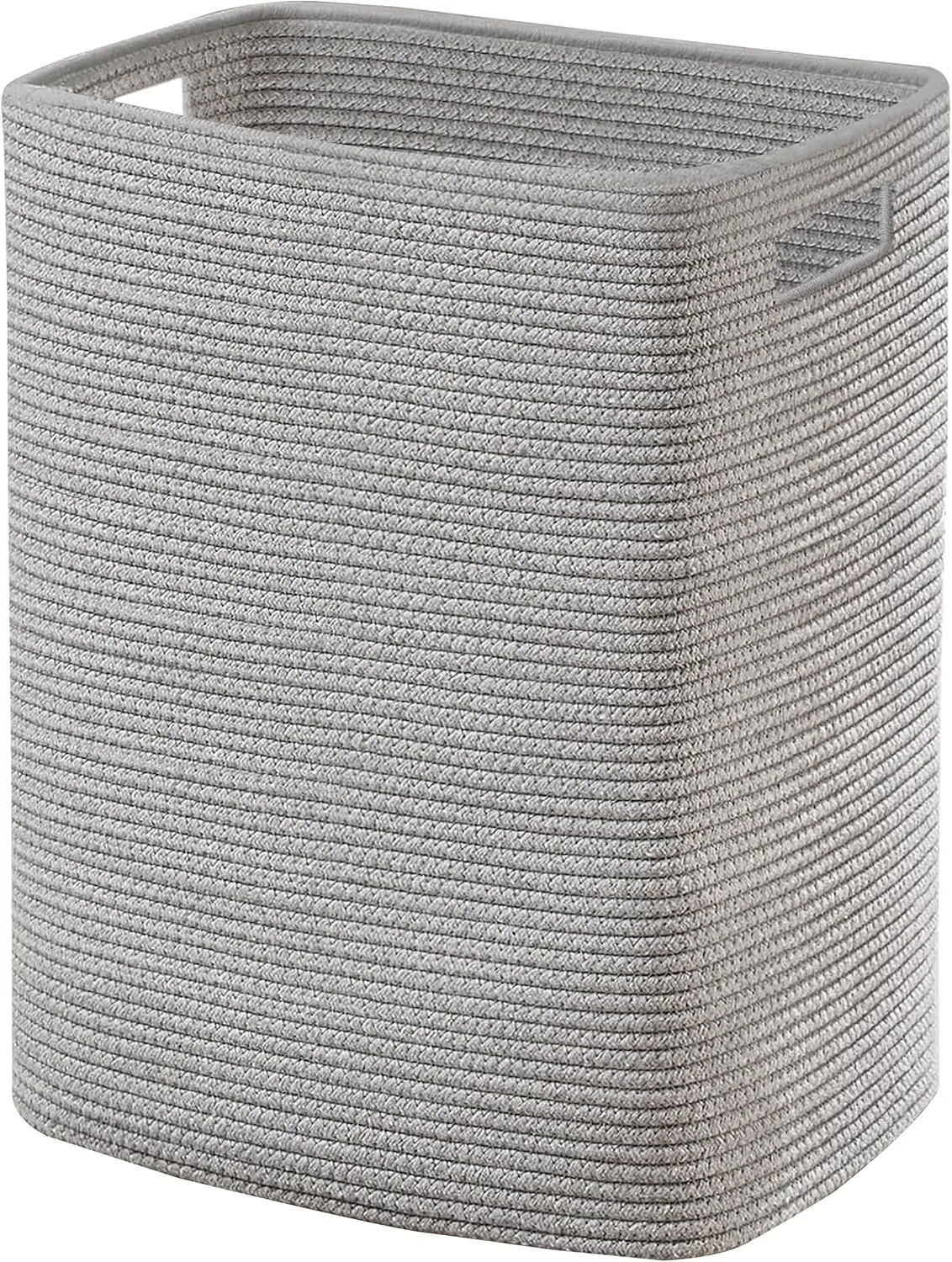 Large Laundry Hamper 16"x13"x22" - Tall Woven Laundry Basket, Cotton Rope Dirty Clothes Hamper, Baby Kids Nursery Wicker Laundry Basket, Bedroom Aesthetic, Soft Laundry Bin, Gray Hamper, 75L