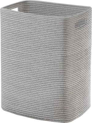 Large Laundry Hamper 16"x13"x22" - Tall Woven Laundry Basket, Cotton Rope Dirty Clothes Hamper, Baby Kids Nursery Wicker Laundry Basket, Bedroom Aesthetic, Soft Laundry Bin, Gray Hamper, 75L