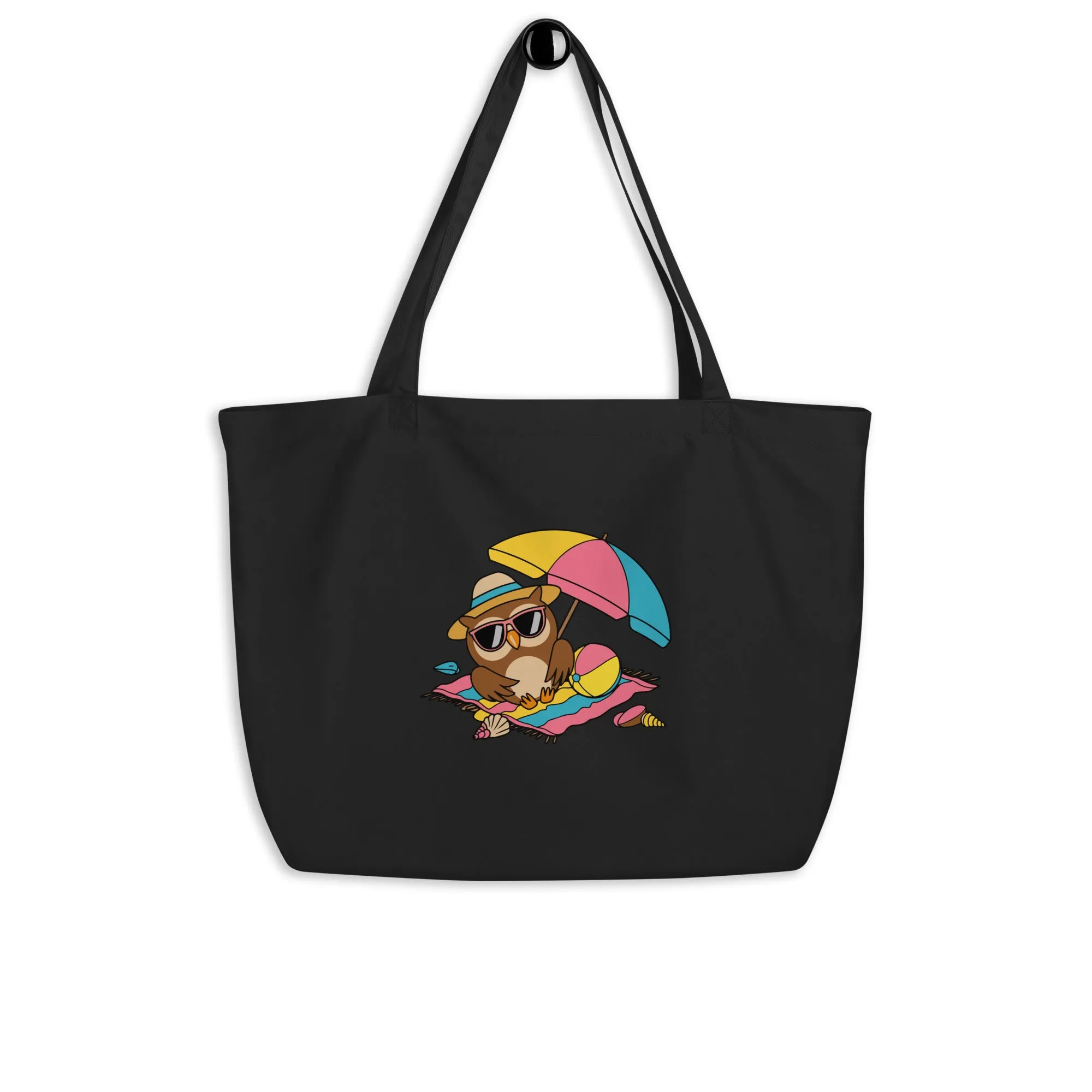 Large Organic Tote Bag - Owl Themed Eco-Friendly, Reusable, Stylish Shopping Bag
