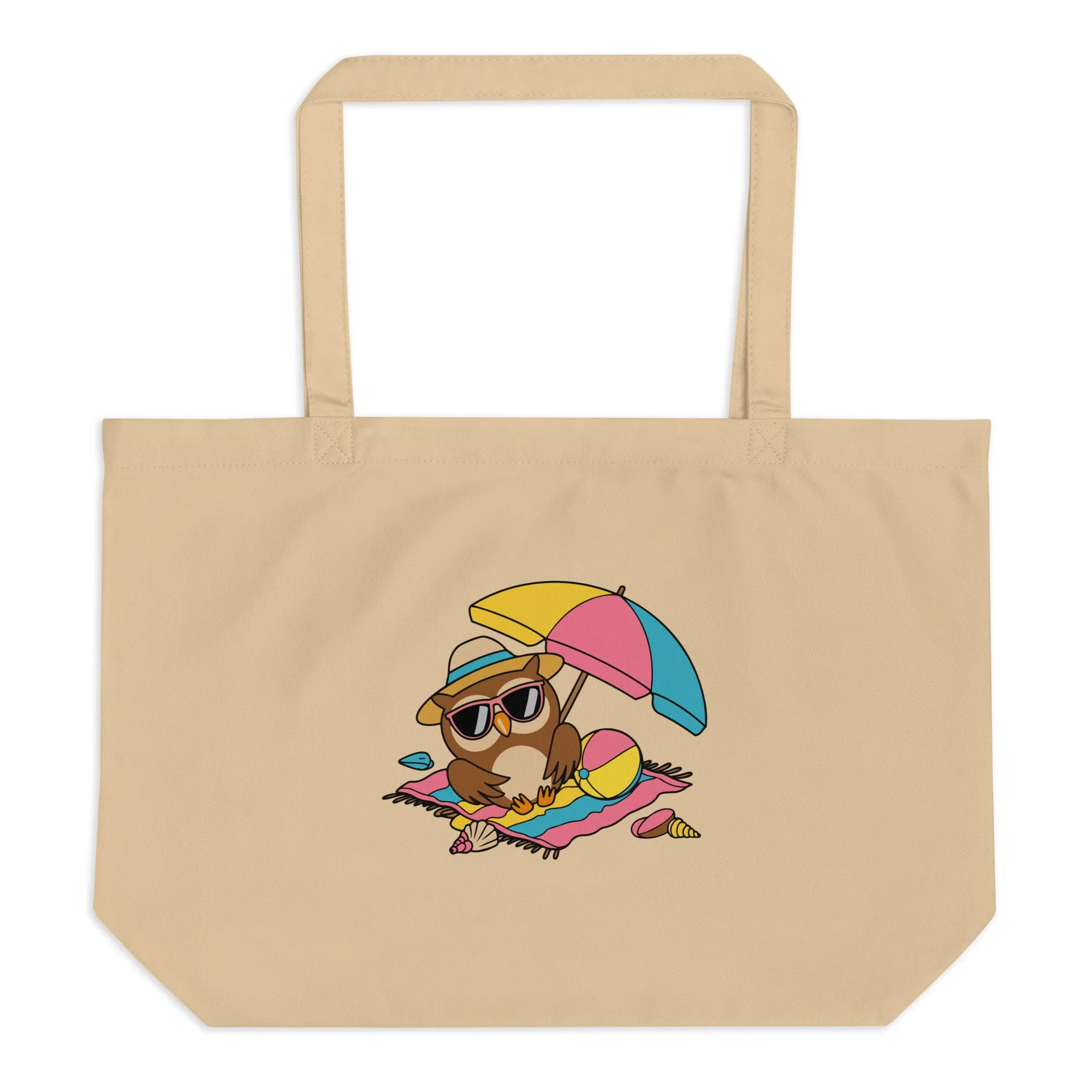 Large Organic Tote Bag - Owl Themed Eco-Friendly, Reusable, Stylish Shopping Bag